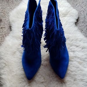 Steve Madden blue fringe ankle booties